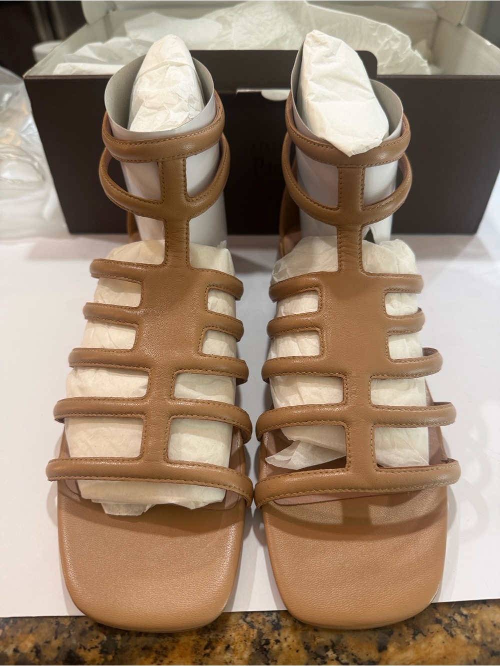 Women's Lines Paolo Tan Strappy Leather Gladiator Sandals - Casual Chic